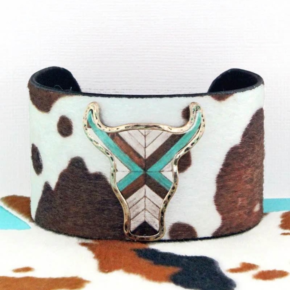 Chevron steer cow cuff bracelet